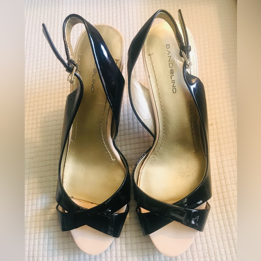 🔥Bandolino Women's Slingback Heel Black/Cream Heel w/Red Accent